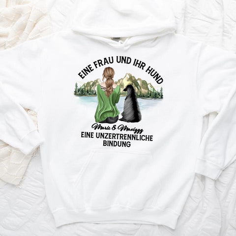 Eine Frau und ihr Hund - Personalisierter Hoodie